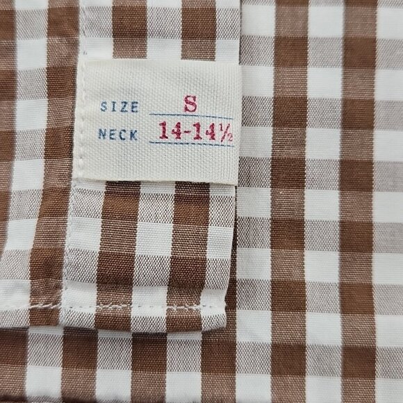 VTG J. Crew 2-Ply Cotton Shirt Men's S Brown Checkered Button Up EUC Long Sleeve - Picture 4 of 16
